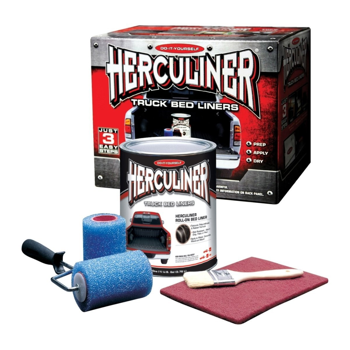 Herculiner HCL1B8 roll-on bed liner kit with rollers and brush