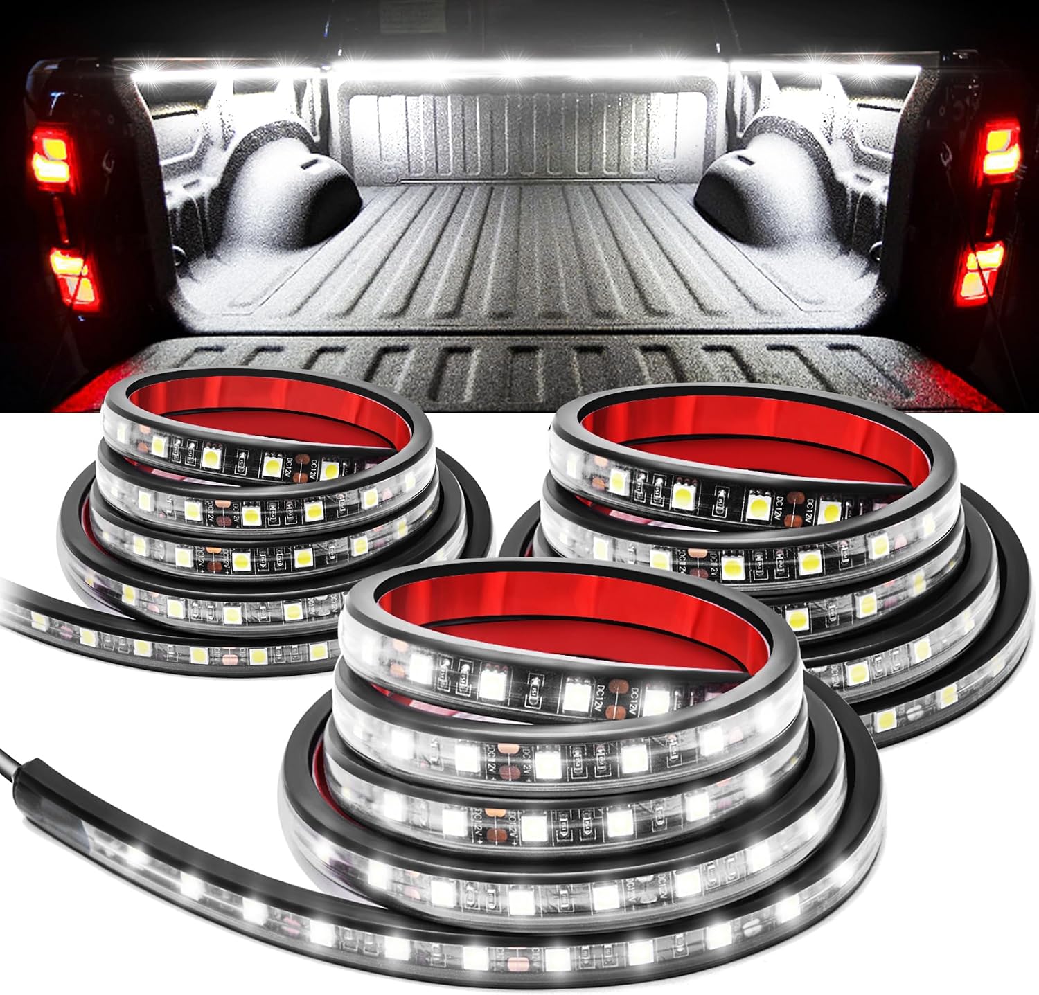 MICTUNING 3-piece 60-inch white truck bed light strips
