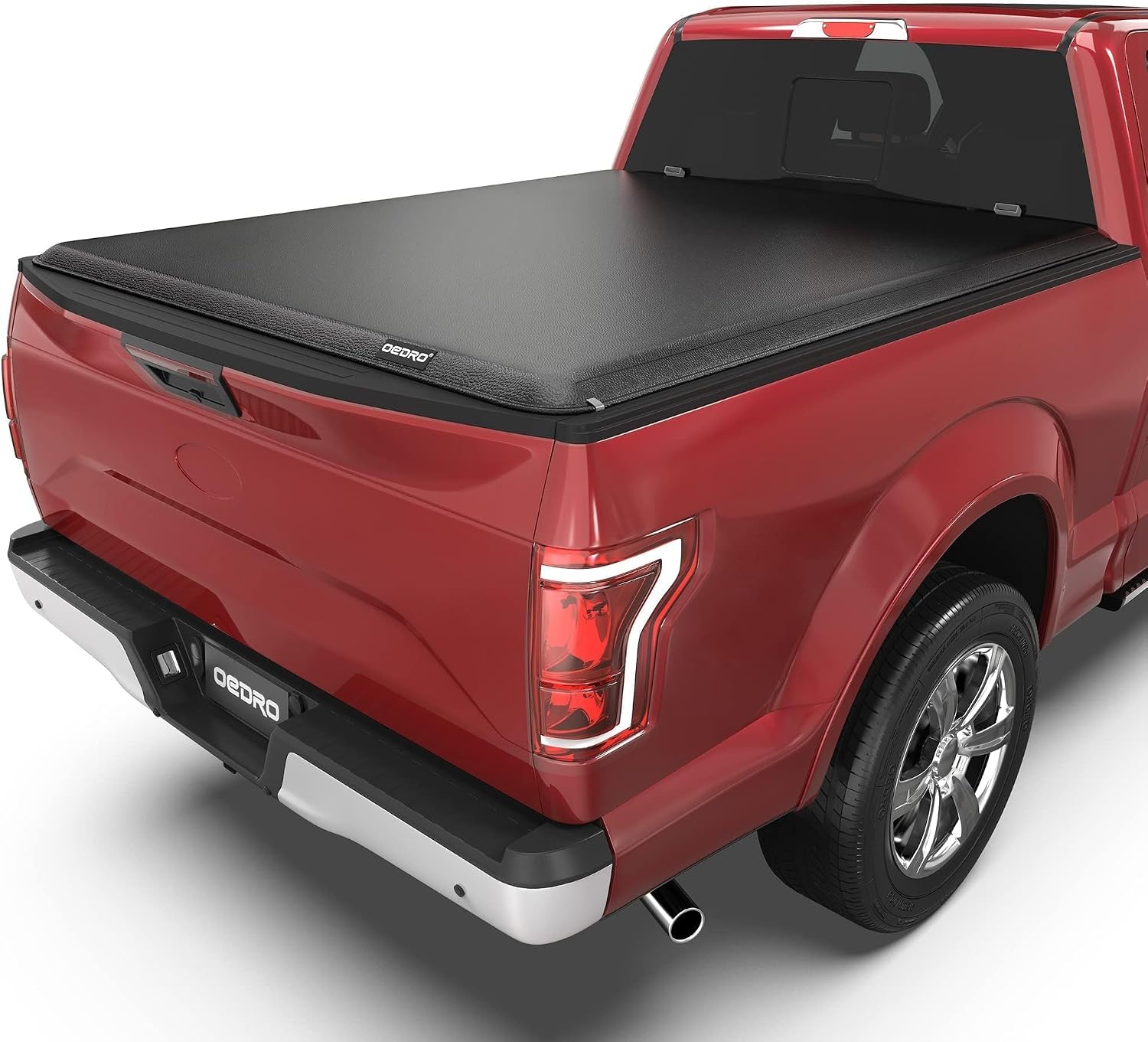 OEDRO soft roll-up truck bed tonneau cover installed on a Ford F-150