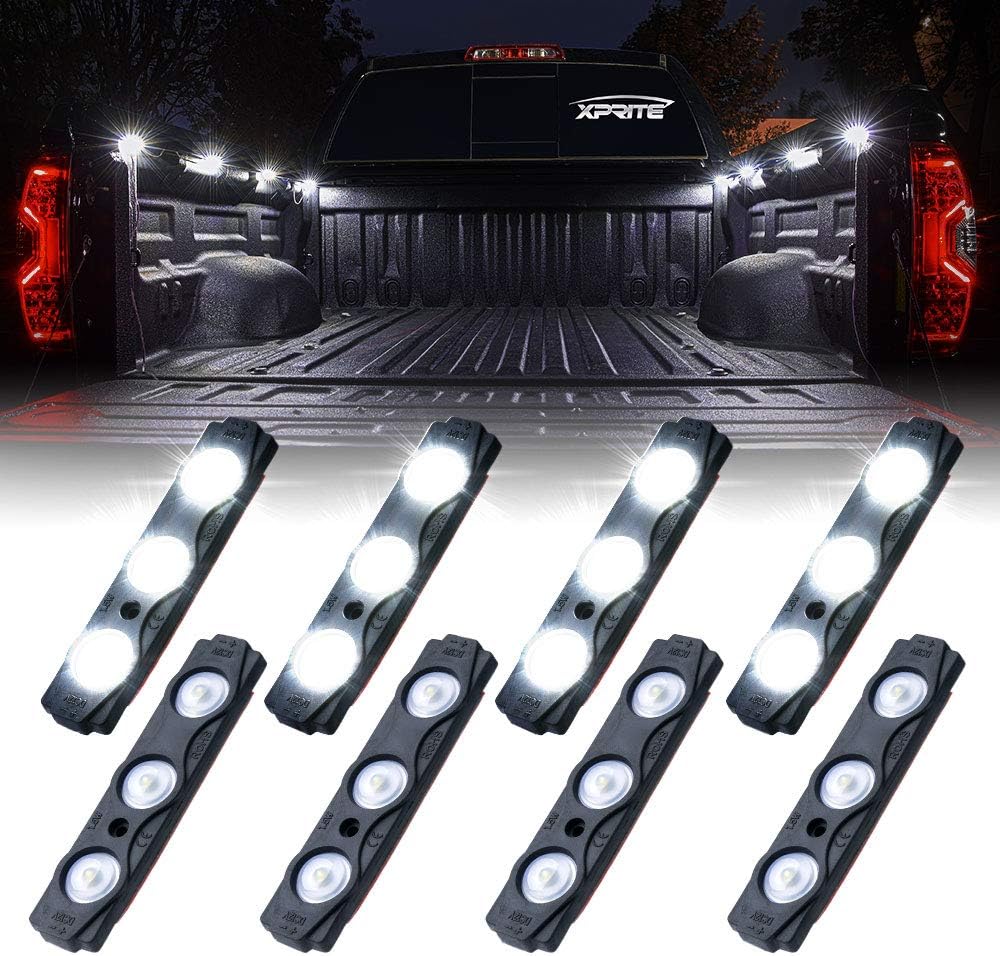 Xprite 8-piece white truck pickup bed light kit